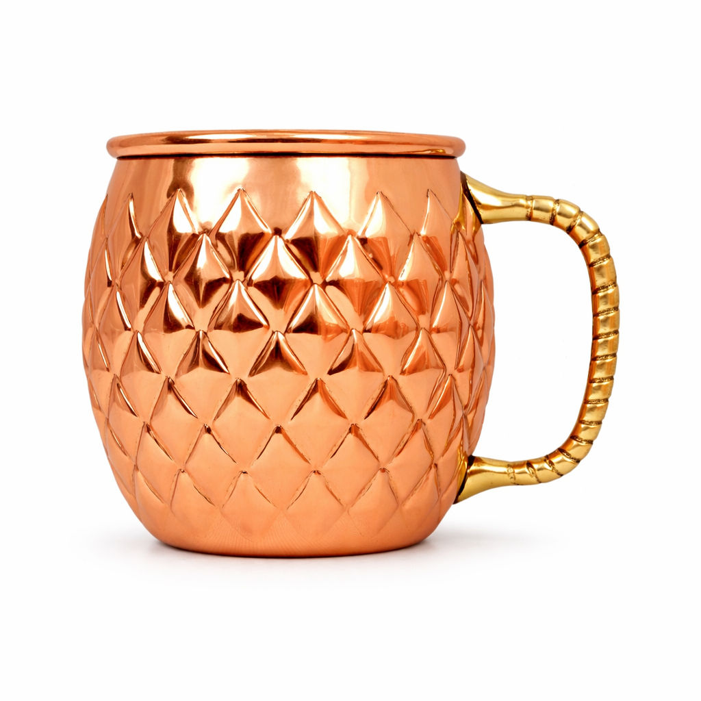Copper diamond design moscow mule beer mug, 600 ML